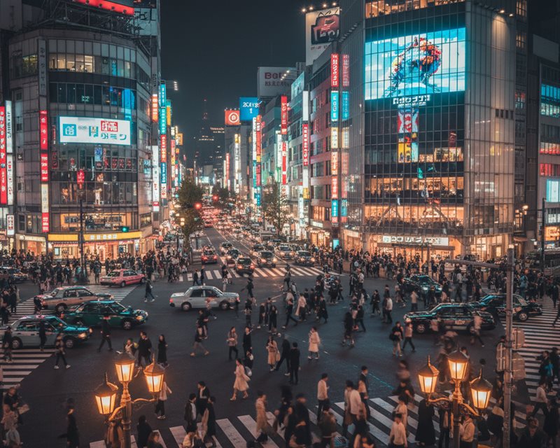 Tokyo street lights at night
