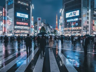 Tokyo Shibuya crossing at night