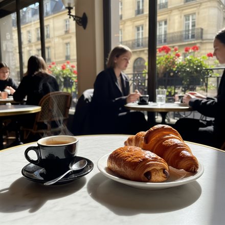 French croissant and coffee