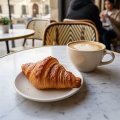 Croissant and coffee at a Parisian café