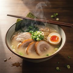Bowl of Tokyo ramen with chashu and egg